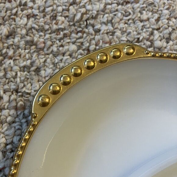 Set of 2 Vintage Fire King Milk Glass Divided Relish Candy Dish Gold Trim MCM - Picture 4 of 9